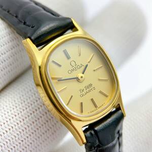 美品 オメガ OMEGA デビル DEVILLE レディース 腕時計 クオーツ QZ ミニ ゴールド文字盤 プッシュリューズ 1353 電池切れ ジャンク