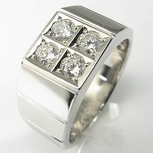 ダイヤモンド メンズリング k18ゴールド 地金 印台リング 指輪