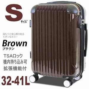 【送料無料】新品 キャリーケース スーツケース 機内持ち込み 小型 軽量 拡張 キャリーバッグ Sサイズ 1泊2泊3泊4泊 TSA 双輪 ブラウン a
