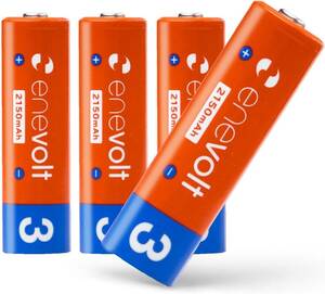 2150mAh 4本 enevolt エネボルト 充電池 単3 容量2150mAh、約1000回使用可能 ニッケル水素充電池 単3