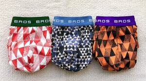 BROS ブロス ボクサーパンツ Ｌサイズ ローライズ デザイン レッド＆ベージュ＆オレンジ 3枚セット