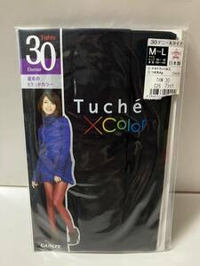 30デニールタイツ 【ブラック】加藤夏希 Tuche ストッキング パンスト UNO M-L 美脚 GUNZE トゥシェ デザイン 柄 タイツ 網 黒 薄手 カラー