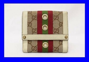 ●本物 グッチ GUCCI 二つ折財布 ウエビング シェリー GG柄