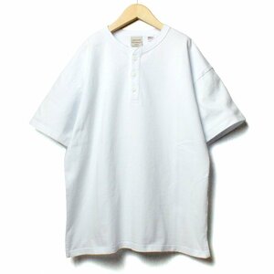 新品 Goodwear グッドウェア ヘンリーネック 半袖 Tシャツ レギュラーシルエット ヘビーウェイト 肉厚 厚手 ホワイト 白 L