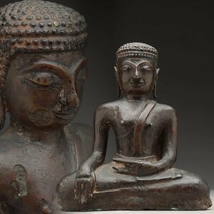 ER574 時代 古銅 釈迦如来像 高20.4cm 重1.9kg・銅釋迦牟尼佛像・古仏・釋迦牟尼銅佛 仏教美術