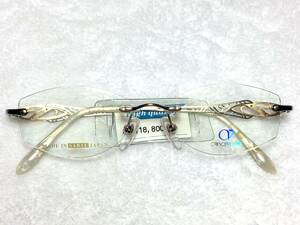 デッドストック 日本製 ダイアモンド 0.06ct CRESCENT VERT ツーポイント 眼鏡 宝石 チタン 未使用 メタル フレーム レディース 装飾 鯖江