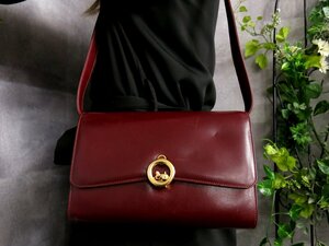 ●超美品●CELINE セリーヌ●馬車金具●カーフ レザー 本革●ショルダー バッグ●ボルドー●ゴールド金具●肩掛け●ヴィンテージ●Js46362