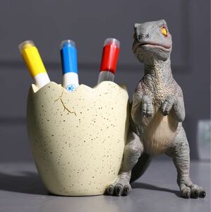 ヴェロキラプトル　恐竜　ペンスタンド　筆立て　ペン立て　怪獣　ダイナソー　卓上　収納ケース　インテリア　文房具　鉛筆入れ　新品