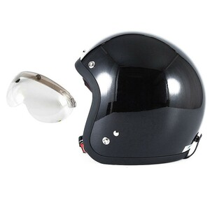72JAM ジェットヘルメット&シールドセット VIVID BLACK - HD純正色ブラック フリーサイズ:57-60cm未満 +開閉式シールド APS-03 JJ-10