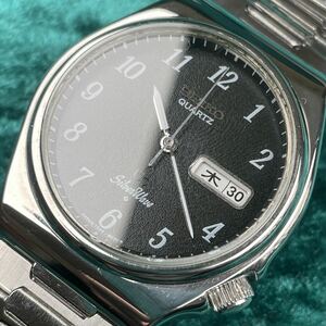 20ビンテージ 精工舎SEIKO セイコー 希少 シルバーウェーブ 7546-802k ブラックギルドダイヤル ガラス綺麗 オリジナルブレス ビックケース