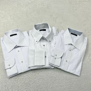 【未使用】【3点セット】TOPVALU トップバリュー Dress Camicia カッターシャツ 長袖ボタンダウン ビジネス ポリコットン 41-82 M〜L相当