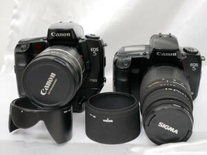 #2409 CANON EOS5 sigma dg 70-300mm tamron キャノン イオス 一眼レフフィルムカメラ2台セット