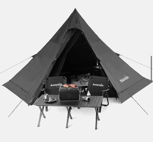 キャンプ用 超高品質 ブラック ピラミッドテント ワンポールテント タープ 3-4人用 軽量 5.6㎏ 150D UPF50+設営簡単 キャンプ アウトドア 