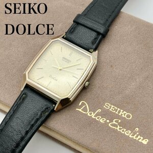 【稼働 箱付】SEIKOセイコー ドルチェ6030-5390 ゴールドカラー クォーツ メンズ腕時計 4-86-B