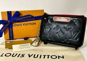 1円《美品》LOUISVUITTON ルイヴィトン ヴェルニ ポシェット クレ モノグラム コインケース マットブラック 