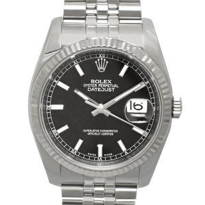 【保証書付】 ロレックス 116234 デイトジャスト SS V番(2009年) 腕時計 ブラック シルバー メンズ 40802082178 【中古】【アラモード】