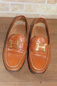 used　HERMES エルメス semelle cuir サイズ35 1/2 22.5cm-23cm相当 スリッポン 靴 レディース