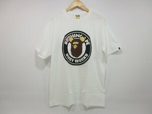 A BATHING APE×MEDICOM/アベイシングエイプ×メディコムトイ サークルロゴプリントTシャツ BAPE ベアブリック メンズ サイズ : XL 白