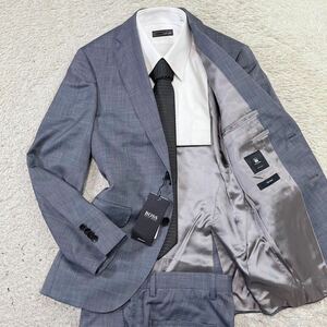 【新品】ヒューゴボス　コロンボ　HUGO BOSS スーツ　セットアップ　テーラードジャケット　チェック　グレー　シルク
