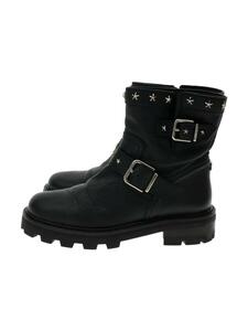 JIMMY CHOO◆YOUTH2/エンジニアブーツ/37.5/BLK/レザー