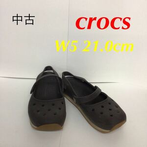 【売り切り!送料無料!】A-331 CROCS!クロックス!サンダル!ブラウン!茶色!小さめ!中古