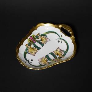 フランス オールド リモージュ（LIMOGES）アールデコ金彩片耳小プレート 20C前半 Old Limoges Art Deco Gold One Handed Candy Plate