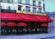 油彩画 洋画 (油絵額縁付きで納品対応可) SM 「パリのカフェ ノートルダム」 石川 佳図