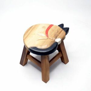新品 スツール 木製 おしゃれ 子供 眠り猫 ネコ キャット 椅子 チェア キッズチェア 花台 飾台 ミニチェア 丸椅子 イス かわいい　tc1815