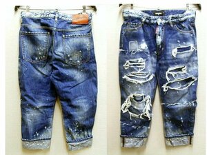 ●即決[42]DSQUARED2 17AW BIG BROTHER JEAN グランジ クロップドパンツ デニム S74LB0288 ビッグブラザージーン■1564