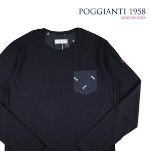 POGGIANTI 1958（ポジャンティ 1958） Uネック長袖Tシャツ 193-01 ネイビー XL 18032 【A18035】