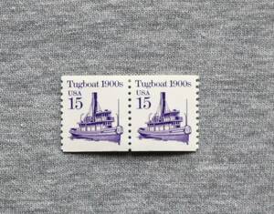 USA166　アメリカ　輸送機関　乗り物　1900年代のタグボート　15　コイル切手　1種　2連切手