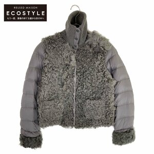 美品/ MONCLER モンクレール IVRAIE カルガンラムファー ダウン ジャケット 0 グレー レディース