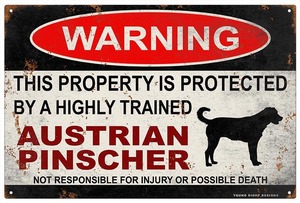 雑貨【austrian pinscher/オーストリアン・ピンシャー】WARNING/Dog/ドッグ/犬/警告/ヤードサイン/メタルプレート/ブリキ看板-165