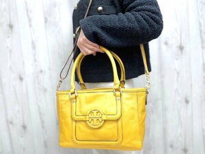 極美品 新品同様 Tory Burch トリーバーチ ハンドバッグ ショルダーバッグ バッグ レザー 黄色 2WAY 70462Y