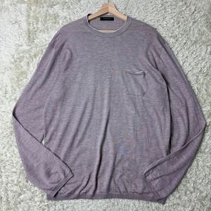 美品◎超希少/シルクリネン/54(2XL位)/エルメネジルドゼニア/サマーニット Ermenegildo Zegna セーター 大きいサイズ 絹 麻 茶系 ブラウン