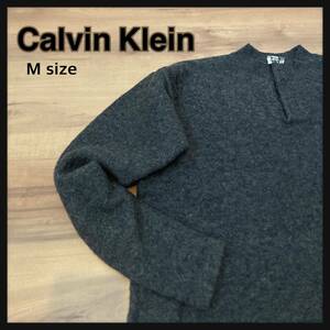 Calvin Klein ハーフスナップニット　Mサイズ　ブラック　メンズ　AK5