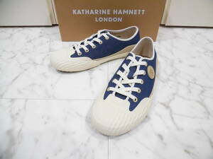 【新品未使用箱付】KATHARINE HAMNETT LONDON キャサリン ハムネット ロンドン スニーカー サイズM(約25.0㎝) シューズ 靴 デニム 31668 NV