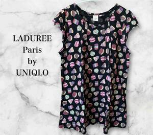 LADURE Paris by UNIQLO ラデュレ デザイン Tシャツ ノースリーブ カットソー 総柄 