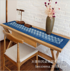 煎茶道具 ランチョンマット コースター 布製 和風 藍染 絞り染め 敷布 コップ置き 食器置き 縦140x幅35CM