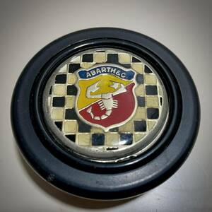 【1円スタート即決あり】希少 当時物 MOMO ABARTH チェッカー柄ホーンボタン 1993年製 /検アバルト旧車ヒストリックFIATランチア七方焼