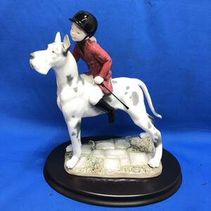 【リヤドロ Girl Giddy up Doggy 置物 8523 LLADRO 出発よ！ グレート・デーン】