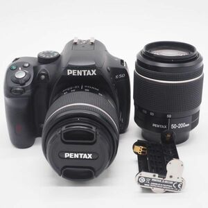 ■良品■ PENTAX ペンタックス K-50 DAL18-55mmWR DAL50-200mmWR ダブルズームキット ブラック