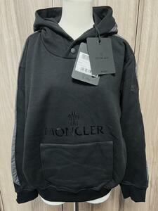 新品・本物保証☆MONCLER HoodieSweater パーカー XL ブラック色 黒色 定価9万円 レディースモデル