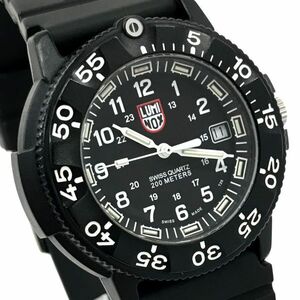 美品 LUMINOX ルミノックス 腕時計 クオーツ NAVY SEALS ネイビーシールズ SERIES 3000/3900 アナログ ブラック カレンダー 動作確認済