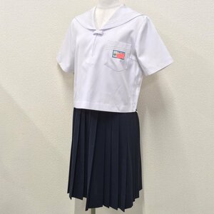 A306 (中古) 兵庫県 平岡中学校 セーラー服 上下セット /L/W67/セーラー/スカート/白3本/しもかわ/半袖/夏服/夏用/高校/学生服/女子学生