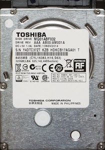 TOSHIBA MQ01ABF032 2.5インチ 7mm SATA600 320GB 62回 17506時間