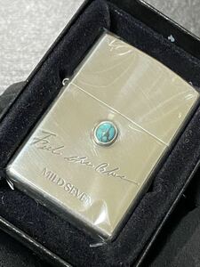 zippo マイルドセブン 天然石 ターコイズ 限定品 希少モデル 2002年製 MILD SEVEN FEEL THE BLUE シルバーインナー 2002年製 ケース 保証書