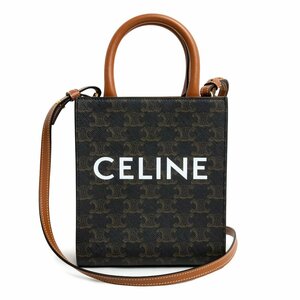 （新品・未使用品）セリーヌ CELINE ミニ バーティカルカバ ショルダー ハンドバッグ トリオンフキャンバス レザー ブラウン 194372BZK