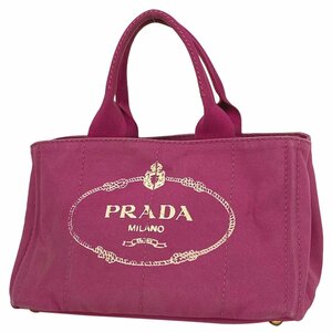 プラダ PRADA カナパトート ハンドバッグ トートバッグ キャンバス ピンク レディース 【中古】