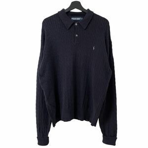 ■激レア■90s RALPH LAUREN POLO GOLF コットン ケーブル ニット 長袖ポロ XL ラルフローレン POLO SPORT POLO COUNTRY RRL ビンテージ